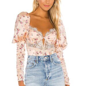 For Love And Lemons Aster Floral Bodysuit - Size XS